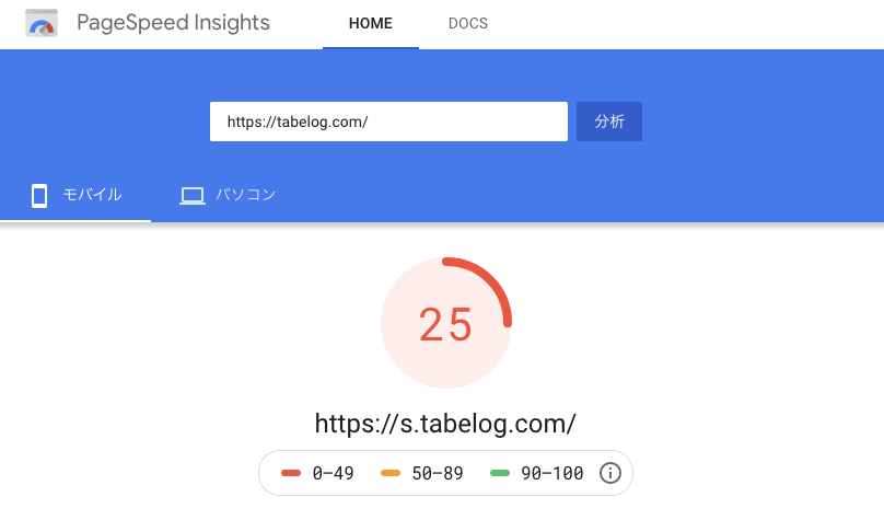 PageSpeed-Insightsモバイル