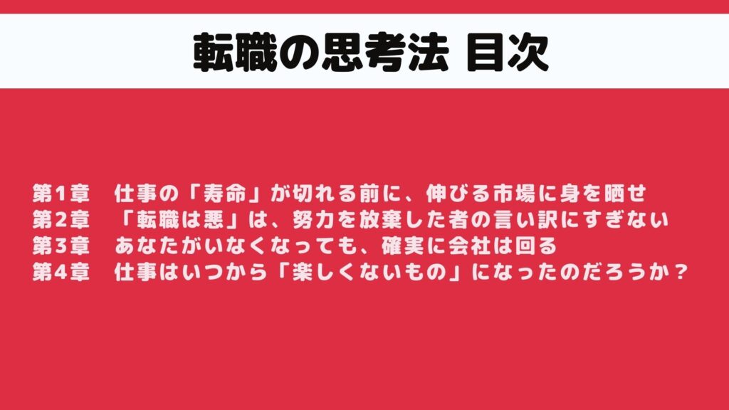 転職の思考法の目次